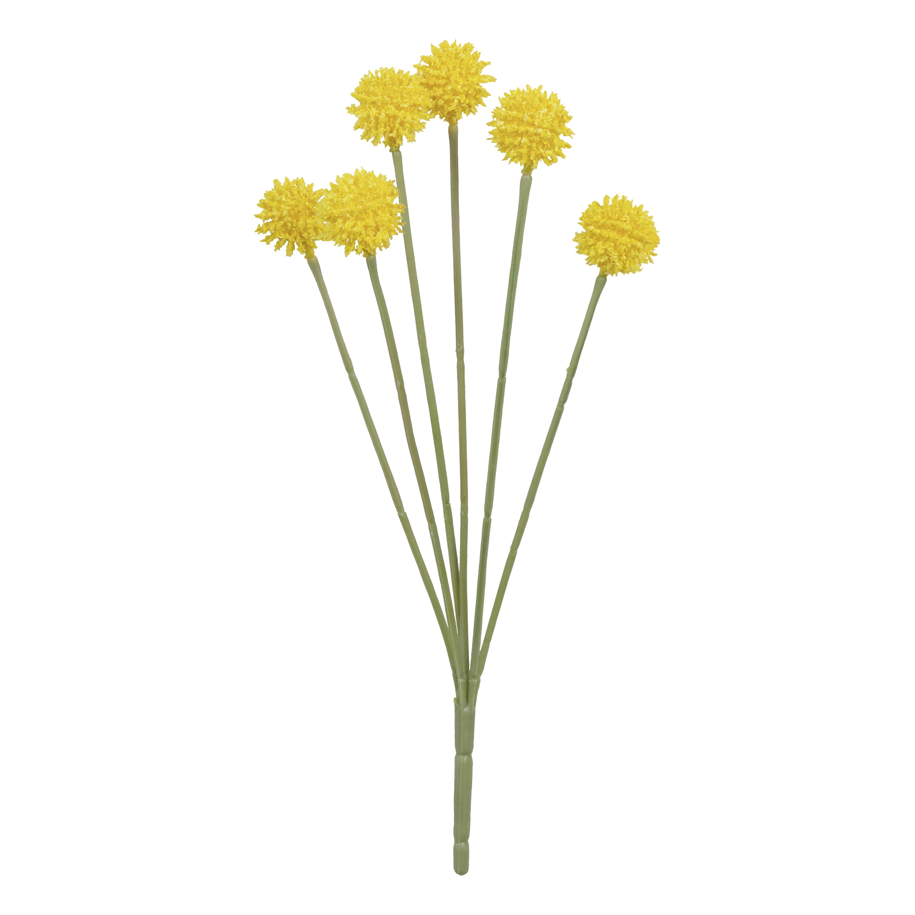 (4 pack) 14-inch Artificial Yellow 6 Heads Billy Button Pick, for Indoor Use, by Mainstays
