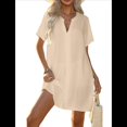 thumbnail image 3 of Camiseta de Baño para Mujer con Cuello en V y Corta para Playa de Verano. Albaricoque XL, 3 of 8
