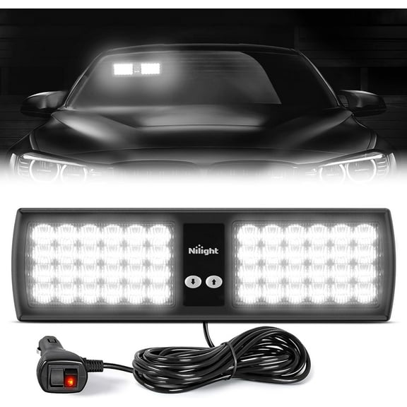 Nilight White 48Led Visor Strobe Lights Interior Windshield Emergency Warning Lights Super Bright Led Strobe Lights for Trucks