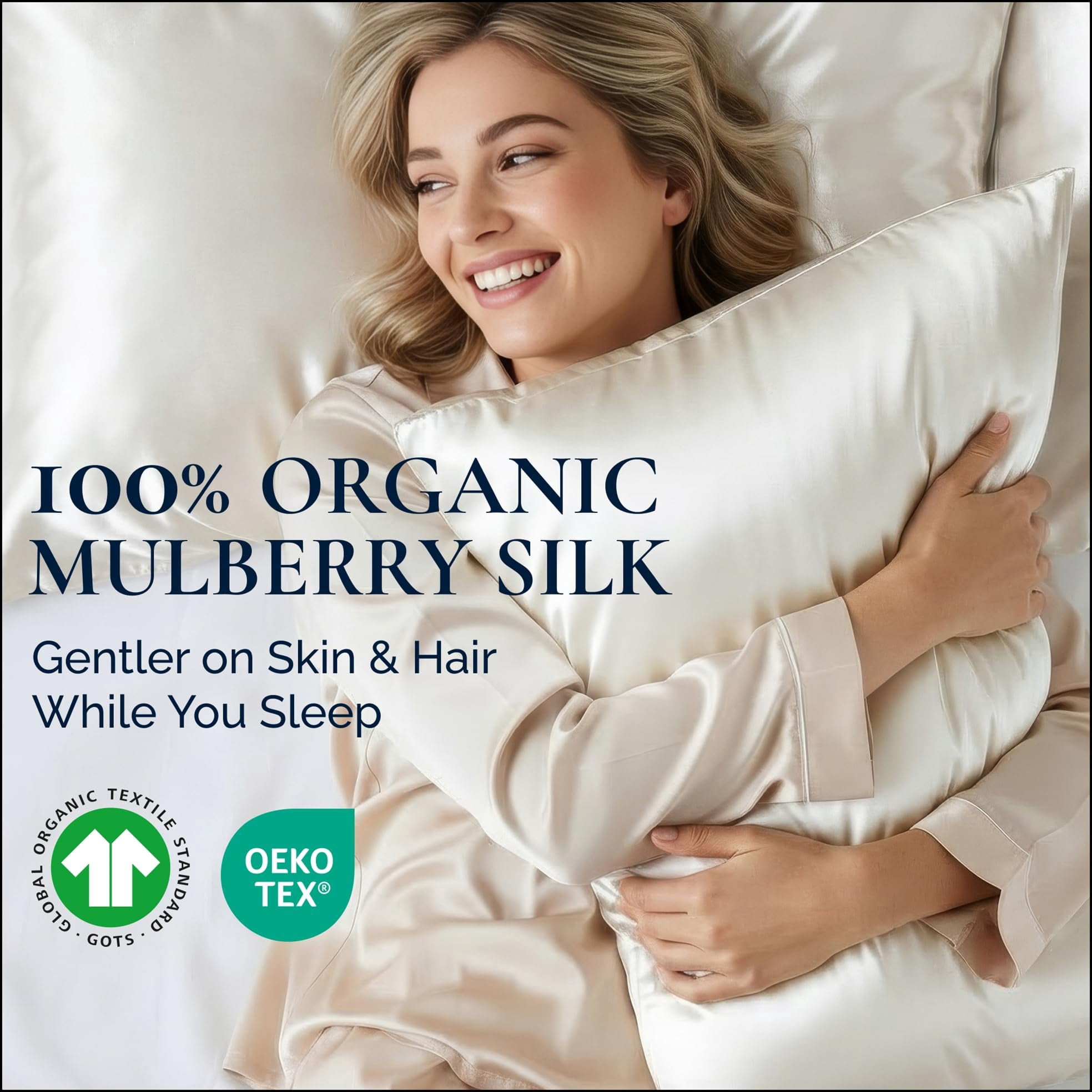 Silk Pillowcase Mulberry  22 Momme Grade 6a - Oeko-tex Certified In Luxury For Hair & Skin 1 Piece (standard Cloud Blue)