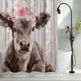 thumbnail image 2 of Brown Cow Shower Curtain Set, Waterproof Shower Curtains for Bathroom, Vintage Animals Spring Floral Wooden Washable Fabric Cloth Bath Curtain for Bathtub Decoration with Hooks 54x78 Inches, 2 of 9