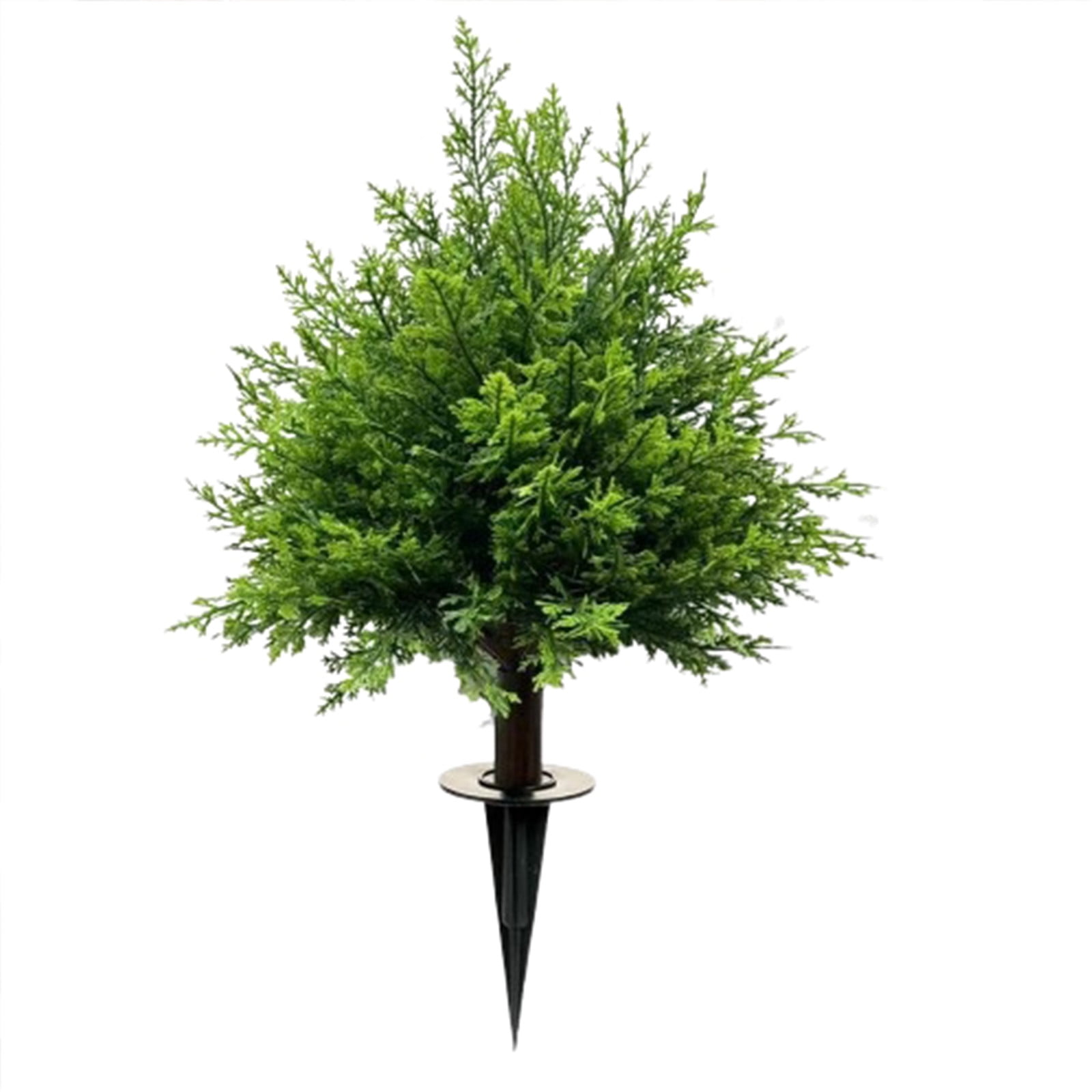 YardVibe 2 FT Artificial Cedar Topiary Trees Outdoor Plants with Spike, Fake Cypress Tree UV Resistant Artificial Shrubs, Faux Evergreen Plants Fake Bushes for Porch Front Door Garden Decor