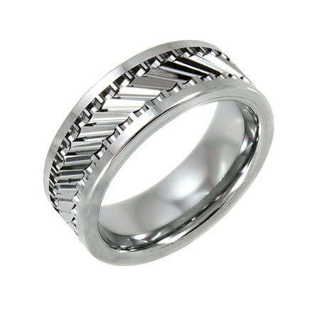 Men's Tungsten 8MM Gear Pattern Wedding Band - Mens Ring