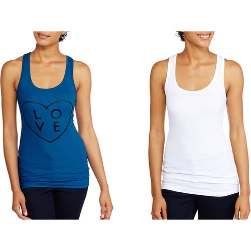 No Boundaries Juniors' Racerback Ribbed Tank, 2Pack