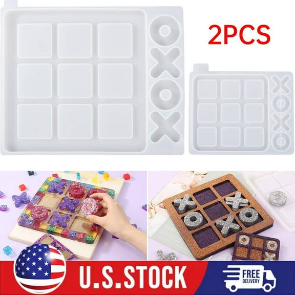 Large Tic Tac Toe Resin Mold 2Pcs, Silicone Molds for DIY Tabletop Board Game