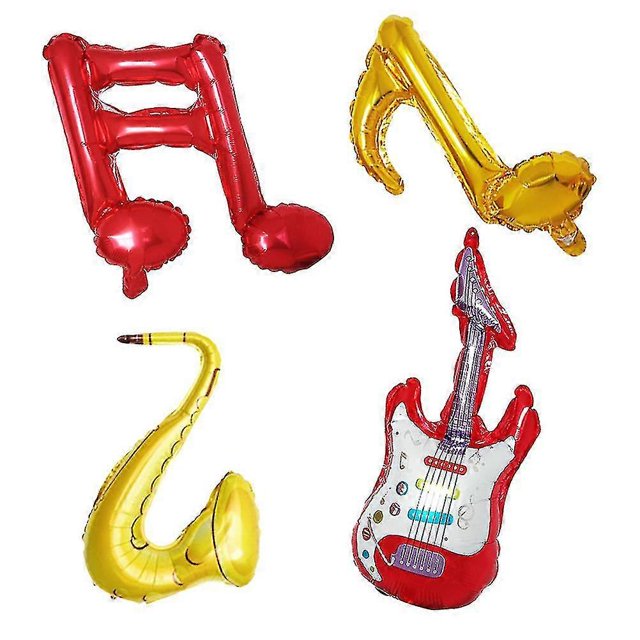 6pcs Musical Instrument Mix Music Note Foil Balloons Aluminum Balloons For Band School Concert Decoration Party Birthday