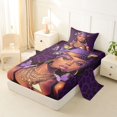 thumbnail image 2 of Castle Fairy Hippie Black Woman Twin Sheets 3pcs,Leopard Butterfly Print Bedding,Purple Black,1 Fitted Sheet, 1 Flat Sheet and 1 Pillowcase, 2 of 6