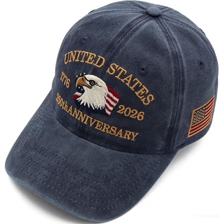 250th Anniversary USA Hat,1776-2026 Patriot Baseball Cap Adjustable Classic Retro Embroidered Eagle Hat for Men Women Gifts