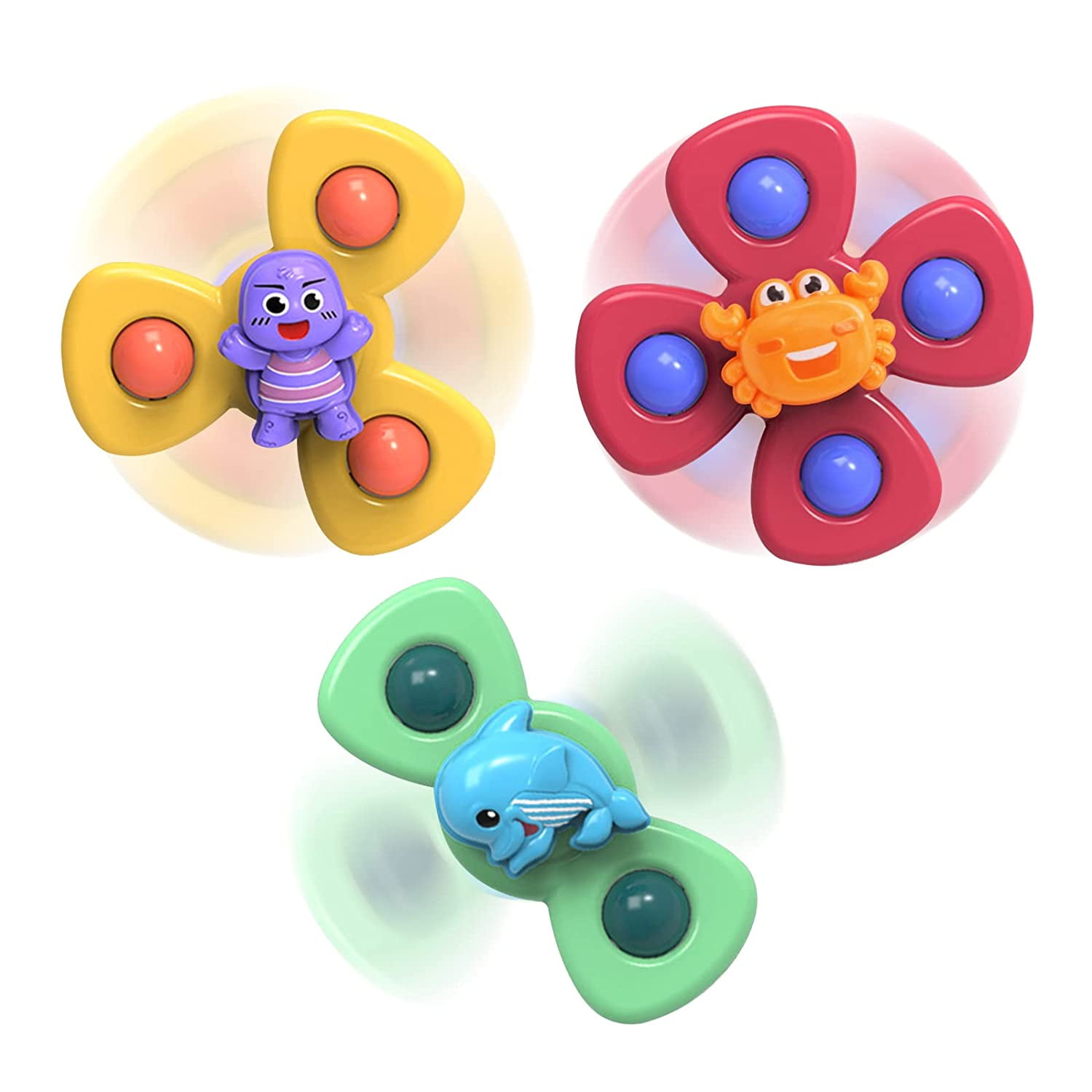 Cartoon Insects Suction Cup Spinner Toy Relief Stress Fingertip Kids Bath Toys 