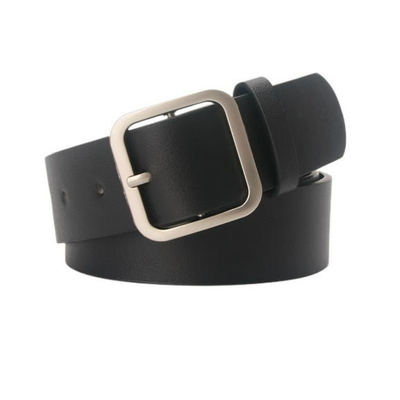 SWSMCLT Women's Faux Leather Belt For Dress Fall Adjustable Belts Fashion Belt Buckle Elegant Square Metal Buckle Black X-Small-Large