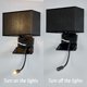 thumbnail image 5 of Indoor Wall Light with Flexible LED Reading Light, Bedside Wall Lamp with USB Port Wall Lamp and Shelf, Bedroom Wall Lamp with Fabric Lampshade,Warm L, 5 of 5