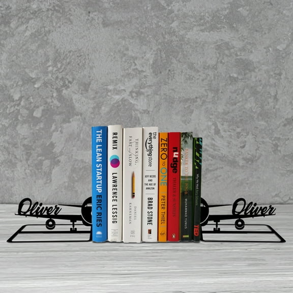 Handmadetneonsign Custom Airplane Metal Bookends, Airplane Name Bookend, Airplane Table Sign 68927