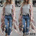 thumbnail image 2 of Mode Femme Châle Kimono Cardigan Long à Imprimé Floral Ample Chemise Blouse, 2 of 5