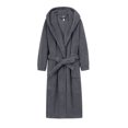 thumbnail image 3 of Riecok Long Robes for Women with Hood Cozy Soft Long Sleeve Warm Bathrobe with Front Pockets and Tie Closure Comfortable Nightdress Dark Gray L, 3 of 3