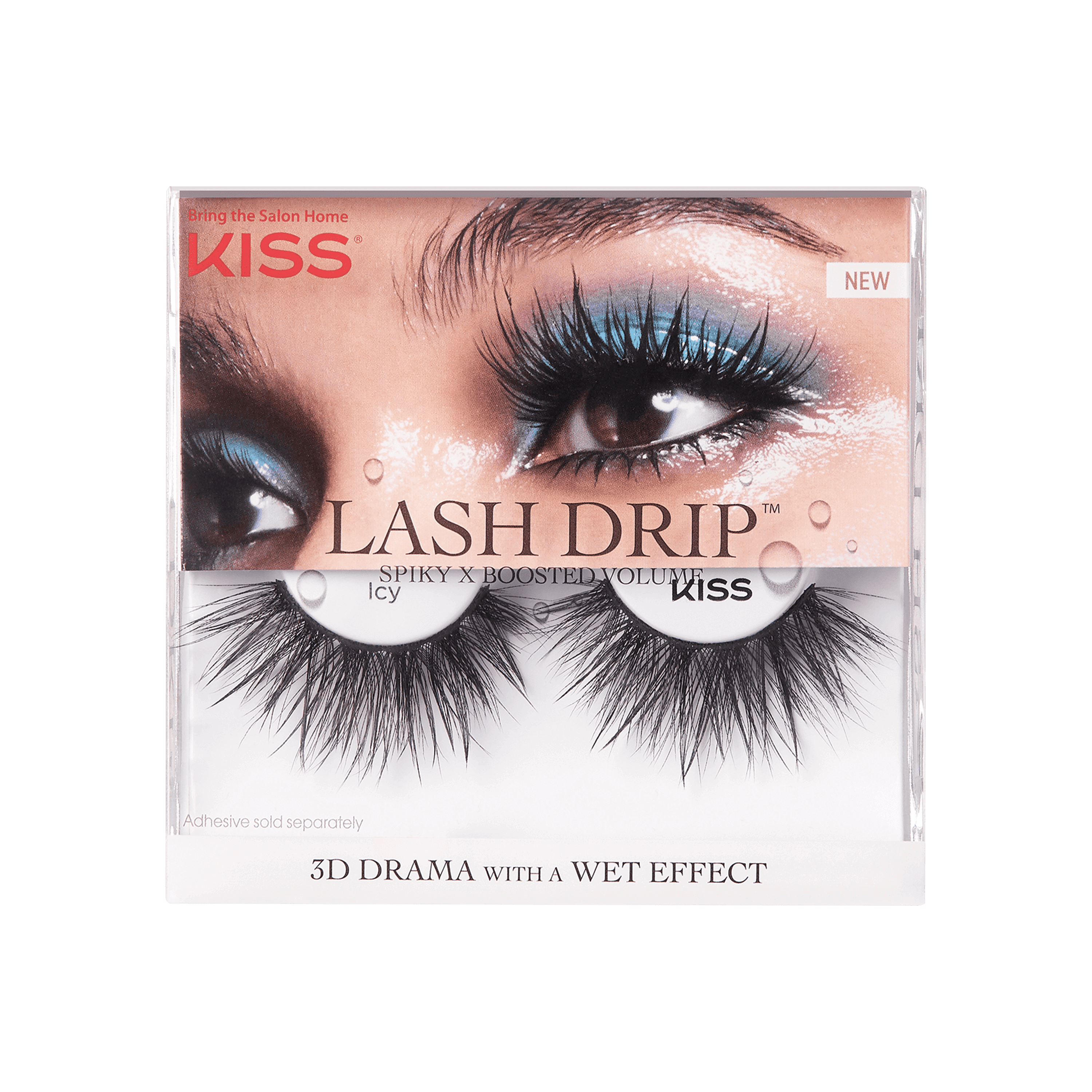 KISS Lash Drip Spiky X Boosted Volume Fake Eyelashes, ‘Icy’, 1 Pair