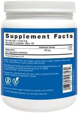 Natural Vitality CALM� Magnesium Citrate Supplement Raspberry-Lemon Flavor Powder Drink Mix, 20 ounce