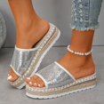 thumbnail image 2 of Bmisegm Women's Summer New Round Head Sequin Line Fashion Women's Platform Slippers Womens Sandals Summer White 7, 2 of 5