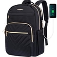 thumbnail image 1 of Mochila para portátil VANKEAN 15.6 pulgadas impermeable con puerto USB negra dorada, 1 of 5