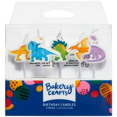 DecoPac 1.5" Dinosaur Shaped Birthday Candles, Multicolor, 5 Count