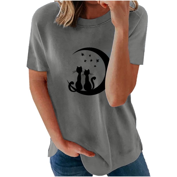 Pntutb moda adulta mujer cuello redondo manga corta tops camiseta estampados sueltos cortos Pntutb Pntutb-7025