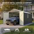 thumbnail image 2 of Patiowell 12x20 FT Outdoor Storage Shed, Heavy Duty Metal Shed with Large Double Doors & Windows, All-Weather Garage Carport for Full-Size Trucks, Lawn Mower & Tools, Black, 2 of 8