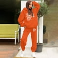 thumbnail image 2 of Women's Two Piece Pants Set With Cute English Print Long Sleeve Hooded Sweatshirt Womens Insulated Pants Women Dress Suits Set Pantsuits Dress Suits for Girls Tan Linen Pants Women Two Piece Pants, 2 of 4