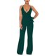 thumbnail image 1 of Mono de mujer de color liso con cuello halter en V y cordones - Conjunto informal elegante para fiesta/día a día - Tejido elástico, 1 of 5