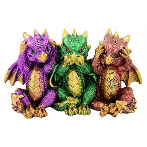 Dragons See Hear Speak No Evil Figurine New