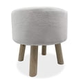 thumbnail image 5 of Greemotion Essen White Fabric Upholstered Round Footstools (Set of 2), 5 of 6