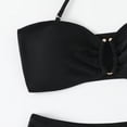 thumbnail image 5 of Bathing Suit for Women Halter Ring Linked Tie Side Bikini Sets Two Piece Swimsuit (Black,L), 5 of 6