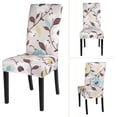 thumbnail image 5 of Printed Dining Room Chair Covers Set of 6, Stretch Kitchen Chair Covers Washable Parsons Chair Slipcover Removable Dining Chair Protectors for Hotel,Ceremony(Brown Flower), 5 of 6