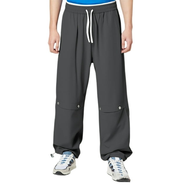 Pantalones largos informales de color liso para hombre - Ligeros - Poliéster - Primavera/verano - Corte holgado - Versátiles para el día a día