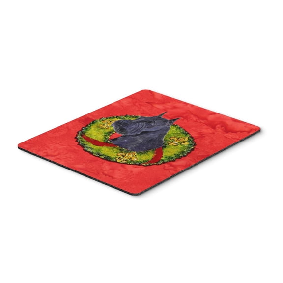 "Schnauzer Cristmas Wreath Mouse Pad Hot Pad or Trivet"