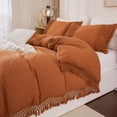 thumbnail image 5 of Move Over Burnt Orange Bedding Sets King Washed Microfiber Macrame Tassel Pattern Boho Duvet Cover Set No Filling, 5 of 8