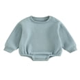 thumbnail image 1 of Combinaison pour Bébé Garçon Fille en Molleton, Chandail à Col Rond, Combinaison, Uni, Manches Longues, Chandail Bouffant, Cache-Couche, Tenue d'Automne Hiver, 1 of 9