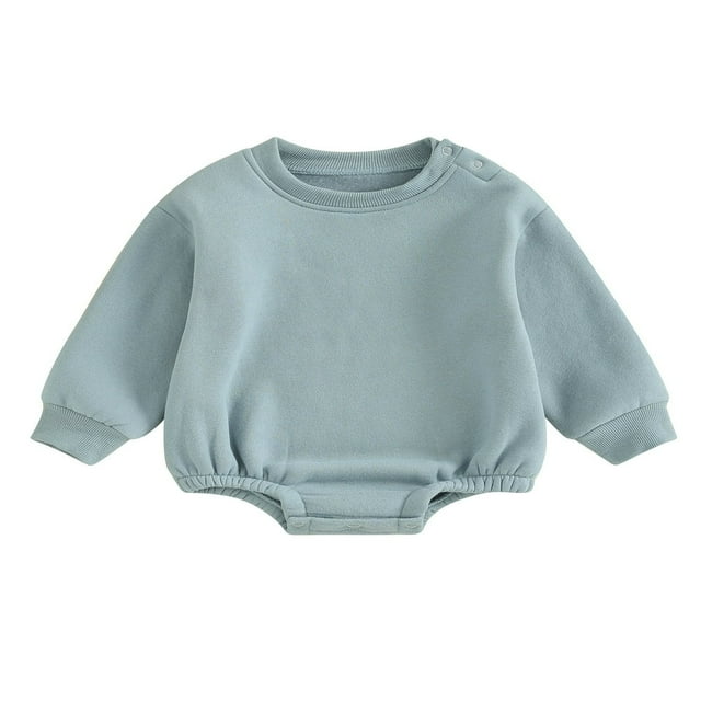 Combinaison pour Bébé Garçon Fille en Molleton, Chandail à Col Rond, Combinaison, Uni, Manches Longues, Chandail Bouffant, Cache-Couche, Tenue d'Automne Hiver