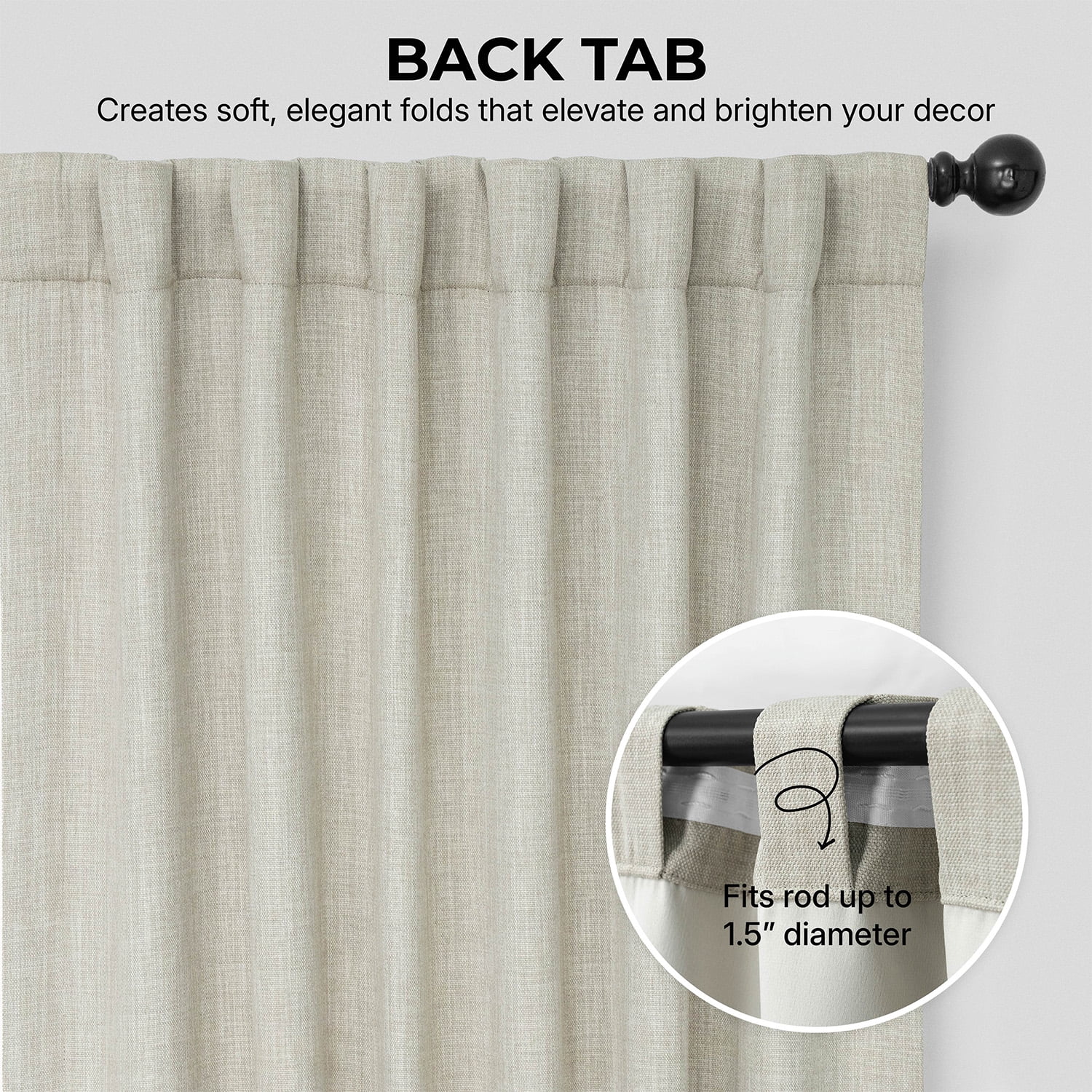 HPD Half Price Drapes Oatmeal Faux Linen Room Darkening Curtains for Bedroom & Living Room Curtains (1 Panel), Door & Window Curtains 108 inches long, Rod Pocket curtains & drapes, 50W X 108L