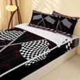 thumbnail image 2 of Erosebridal Checkered Flag Zipper Queen Comforter Set with Fitted Sheet and 2 Pillowcases, Racing Zipper Bedding Set, Crossed Flags White, Reversible, 2 of 7