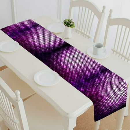 

ABPHQTO Mosaic Bright Violet Disco Table Runner Placemat Tablecloth For Home Decor 16x72 Inch