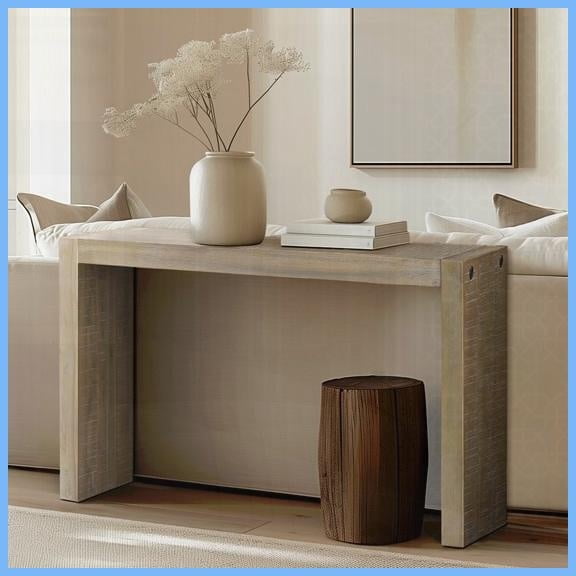 54" Wood Coffee Table with Wire Brushed Distressing - Multi-Functional for Living Room/Entryway, 85lbs Capacity