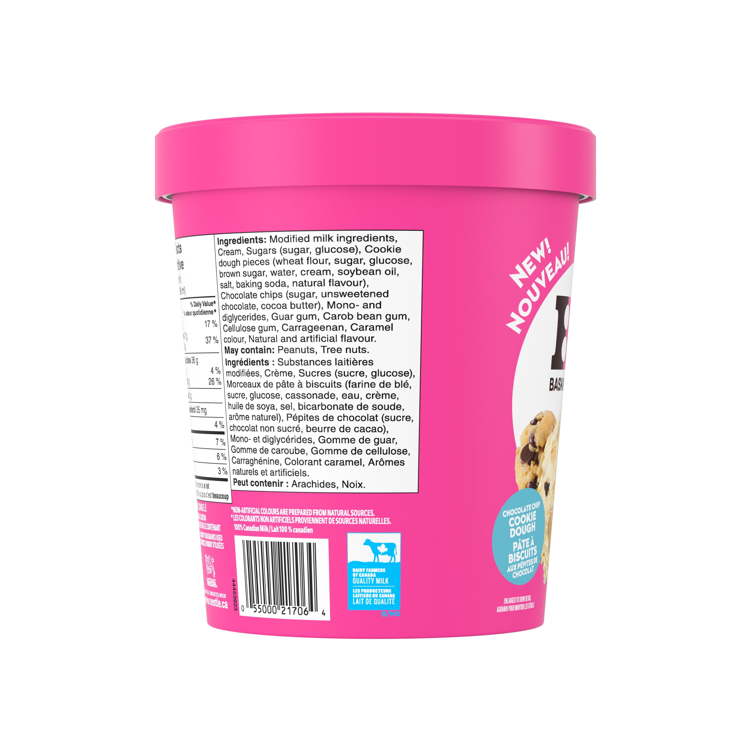Baskin Robbins Chocolate Chip Cookie Dough Ice Cream, Made in Canada With 100% Canadian Dairy, Kosher, 946 mL