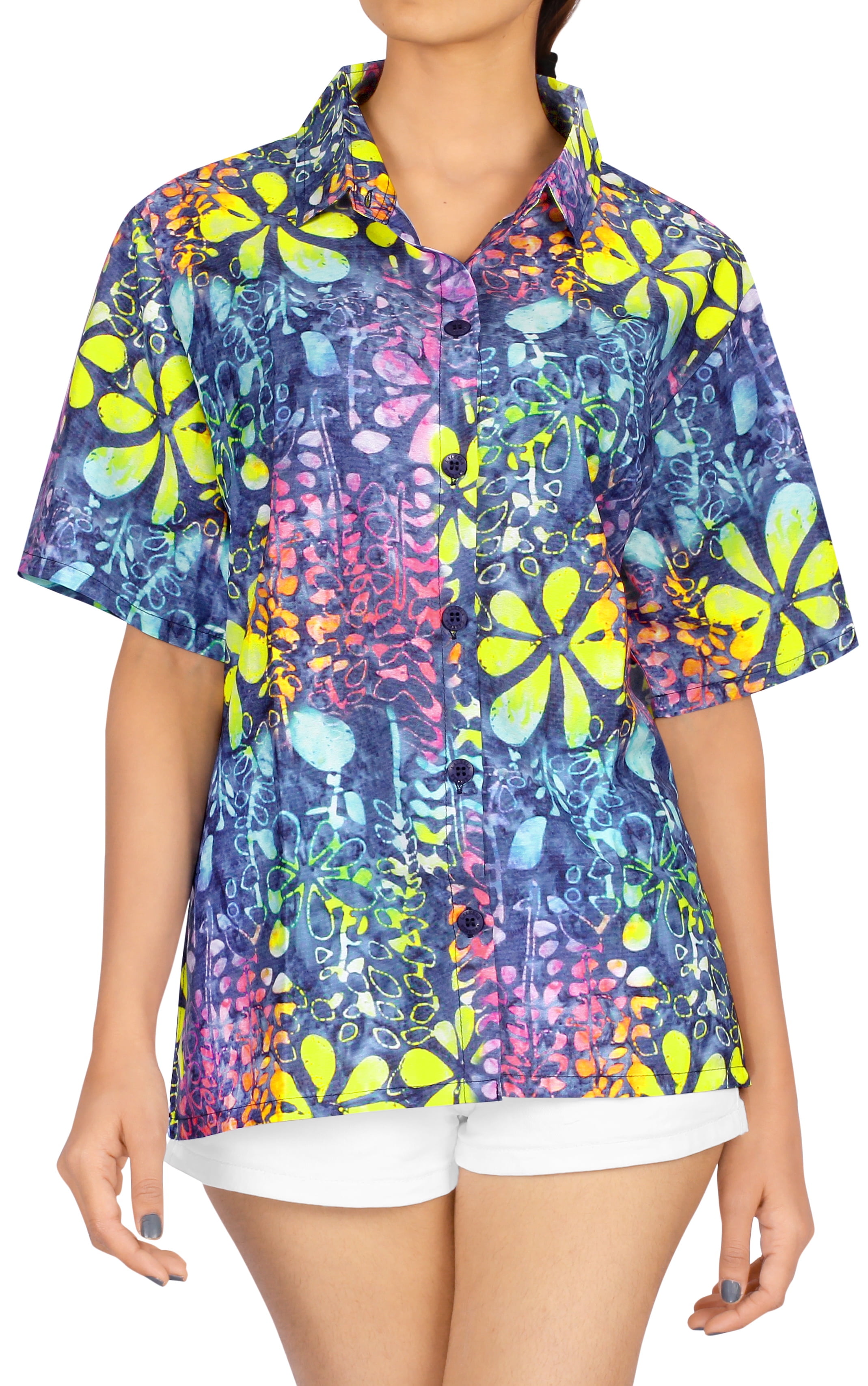 HAPPY Women's Plus Size Hawaiian Shirt Aloha Blouse Tops Shirt M Multi_X162 - Walmart.com