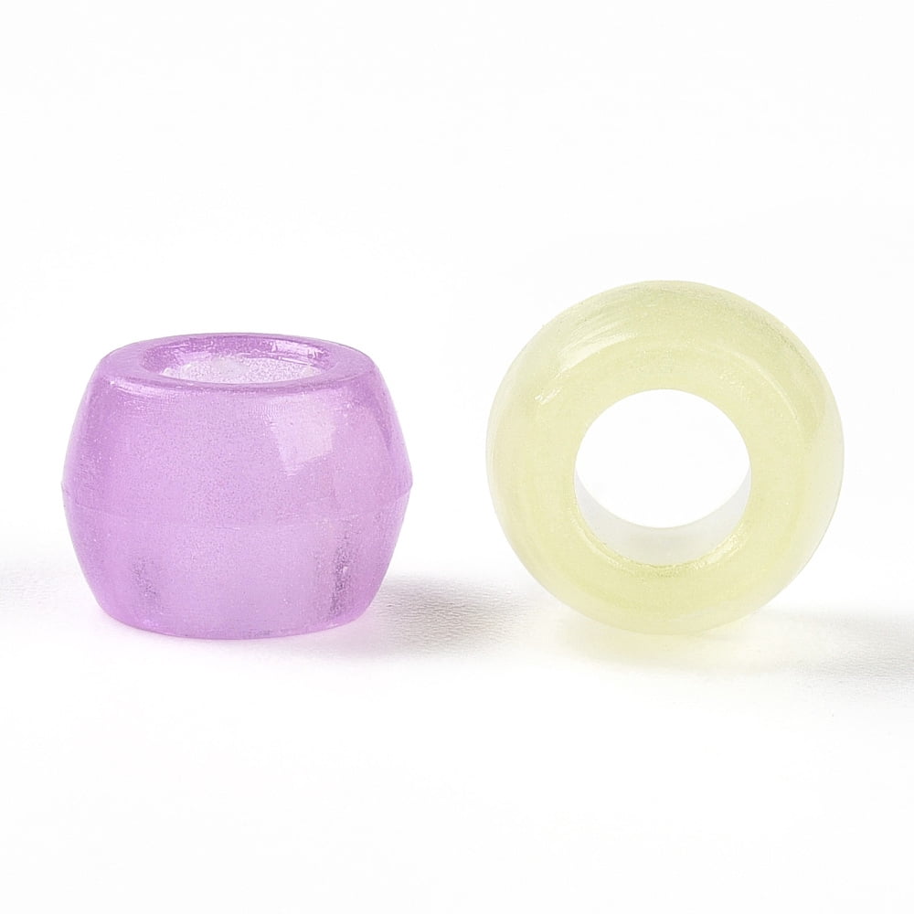 Transparent Luminous Acrylic Beads Crow Beads Pony Beads Glow in the Dark Barrel Mixed Color 8x6mm Hole: 3.8mm diy