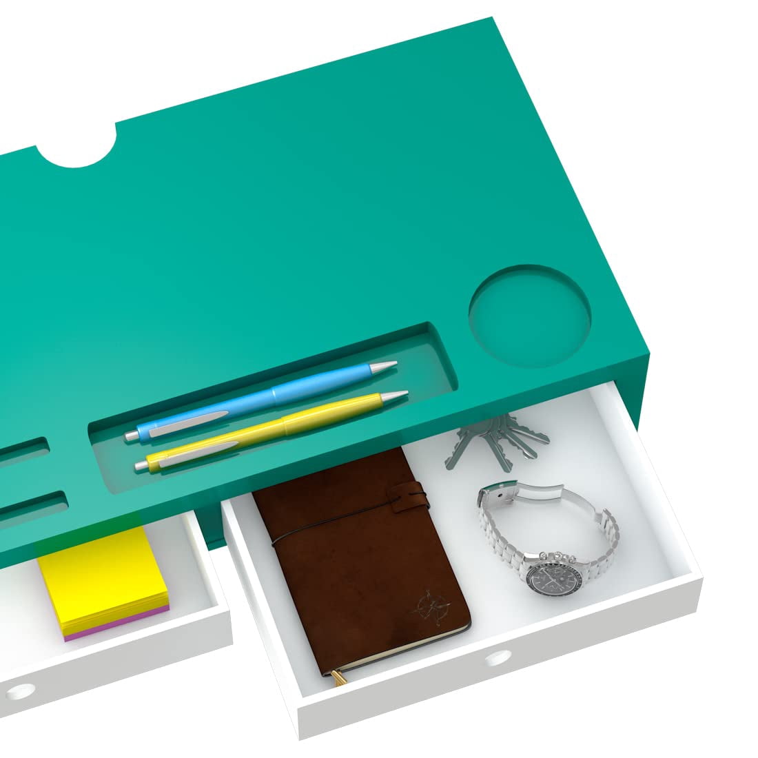 Bambloom Monitor Stand Riser Desk Organizer with Drawers Green 22"x10.6"x4.7"