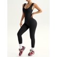 thumbnail image 6 of Women's Seamless Bodycon Workout Jumpsuit, Built-in Bra U Neck Stretch Yoga Sports Outfit Black S, 6 of 6