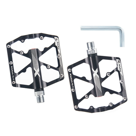 VIVIMAX Aluminum Alloy Bicycle Pedals,Wide Platform Pedals 9/16",Cleated Design, 4 Independent Bearings