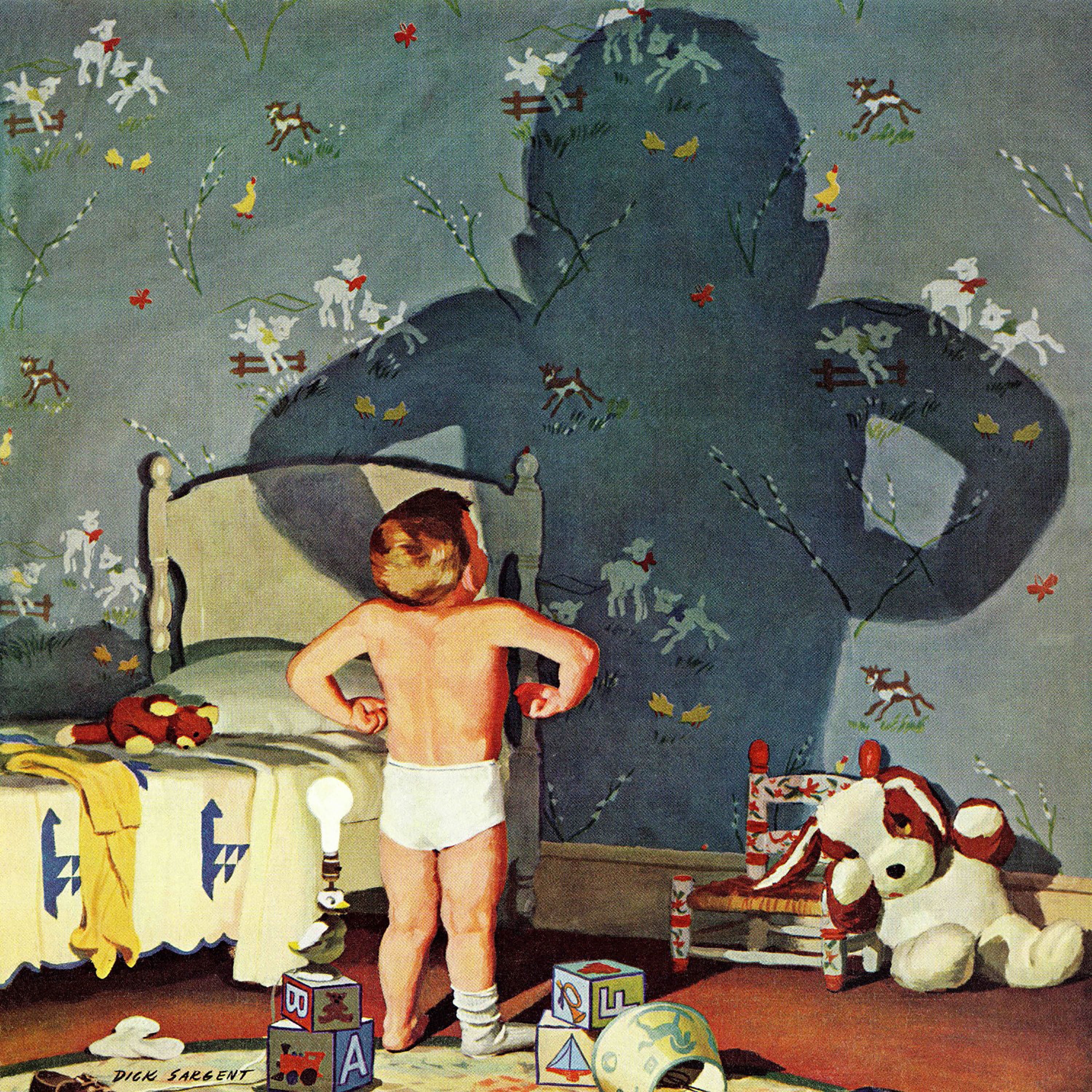 "Big Shadow, Little Boy" Painting Print on Wrapped Canvas