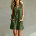 thumbnail image 3 of Bloomae Womens Casual Rompers Overalls Shorts Summer Sleeveless V Neck One Piece Jumpsuits Loose Fit Casual Wide Leg Shorts Outfits with Pocket, 3 of 7