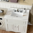 thumbnail image 4 of 37 Inch Marble Vanity Top, Bathroom Vanity Top with Undermount Rectangular Middle Sink and 4" Height Backsplash, Pre-Drilled 8 Inch Faucet Hole Spread Vanity Top, Carrara white with veins, 4 of 9