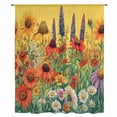 thumbnail image 2 of Vintage Sunflowers Botanical Sheer Curtains 54 Inches Long, Colorful Floral Daisy Light Filering Curtains, Breathable Simi Curtain Privacy Drapes for Kitchen Bathroom Small Window Treatment, 2 of 9
